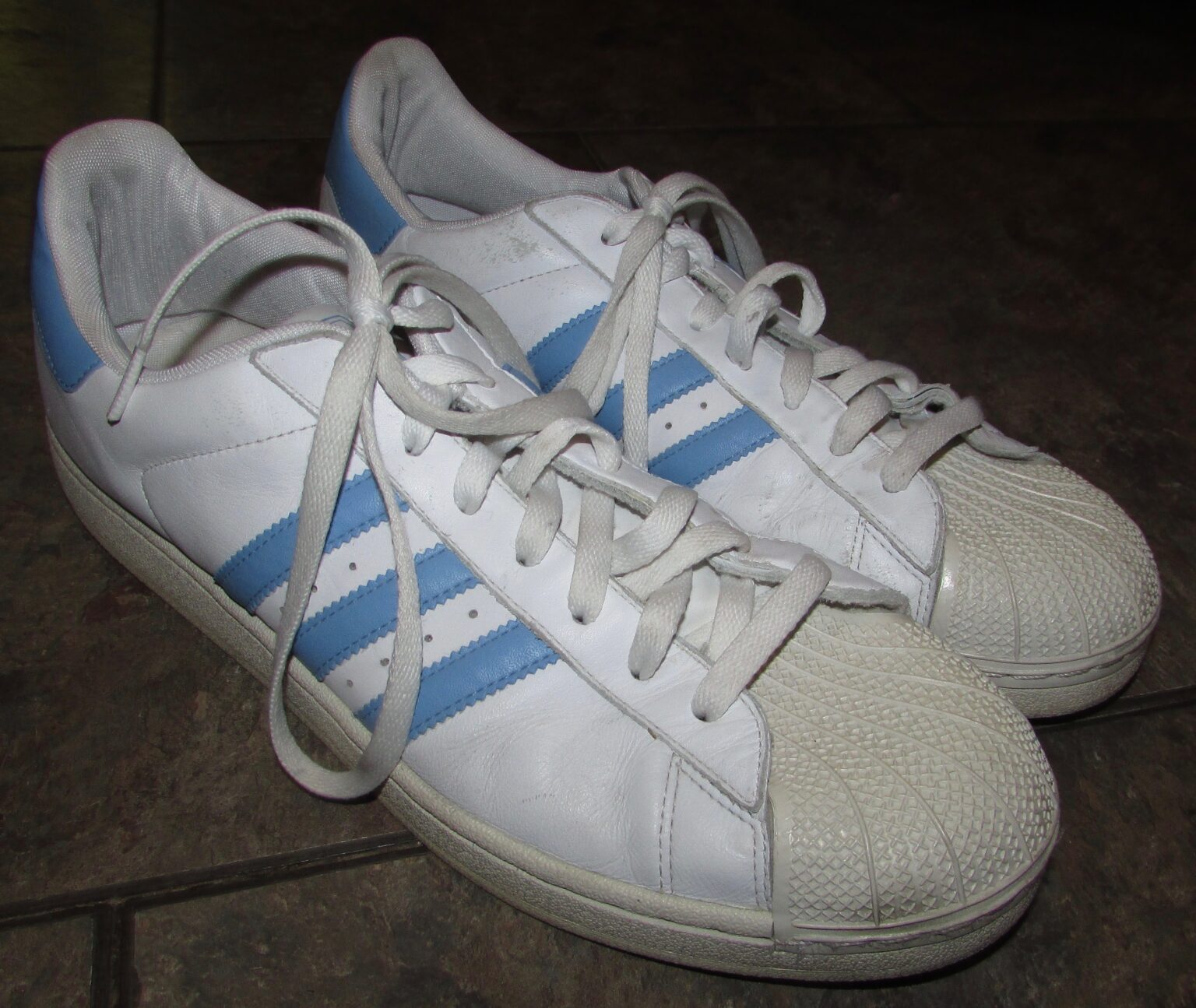 Adidas Originals Superstar White Light Blue Stripes Size 14 - Heet On ...