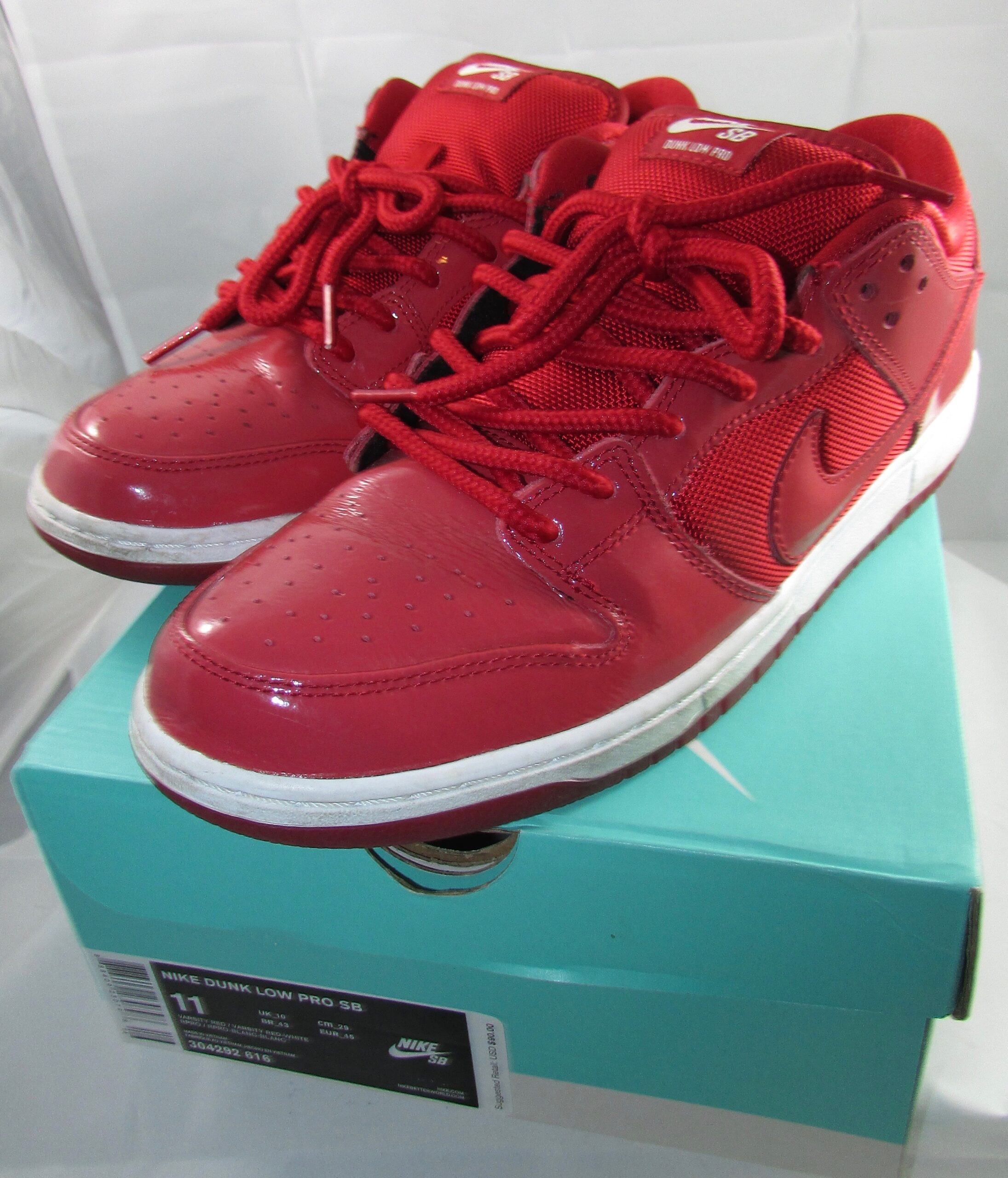 2014 Nike Dunk Low Pro SB Red Patent Leather Size 11 - Heet On