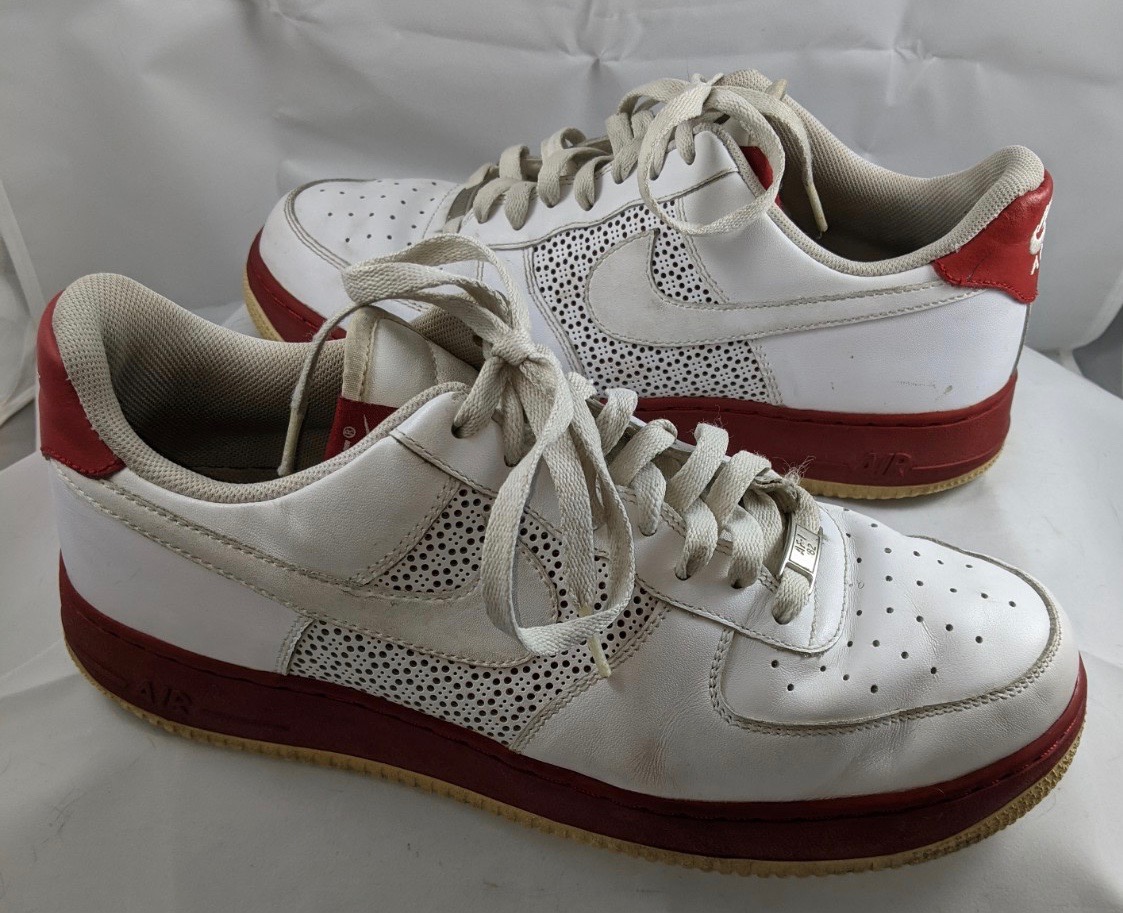 Nike Air Force 1 AF1 '07 White Varsity Red Sneakers Size 10.5 - Heet On ...